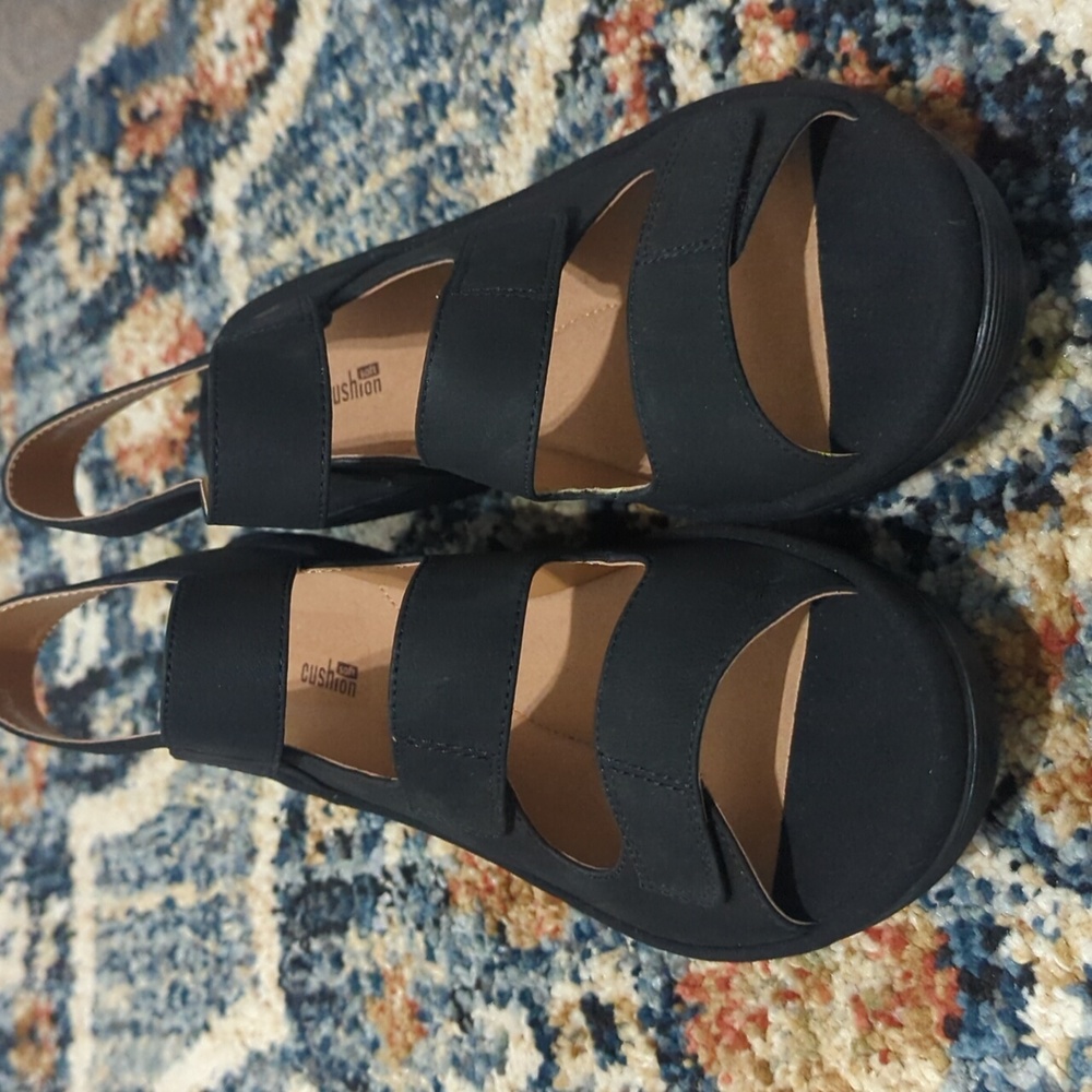Clarks Black Reedly Juno Sandals Sz 9W NWOB
